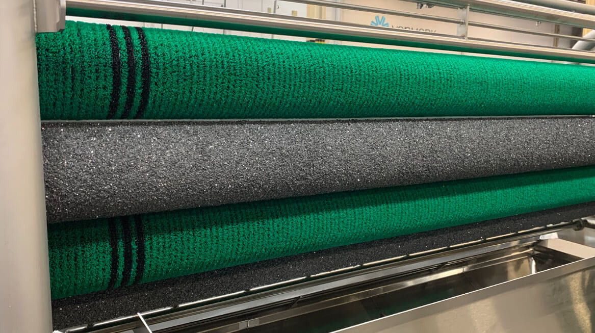 Potato chip processing equipment needs occasional brush and roll changeouts. Potato chip processing equipment needs occasional brush and roll changeouts.